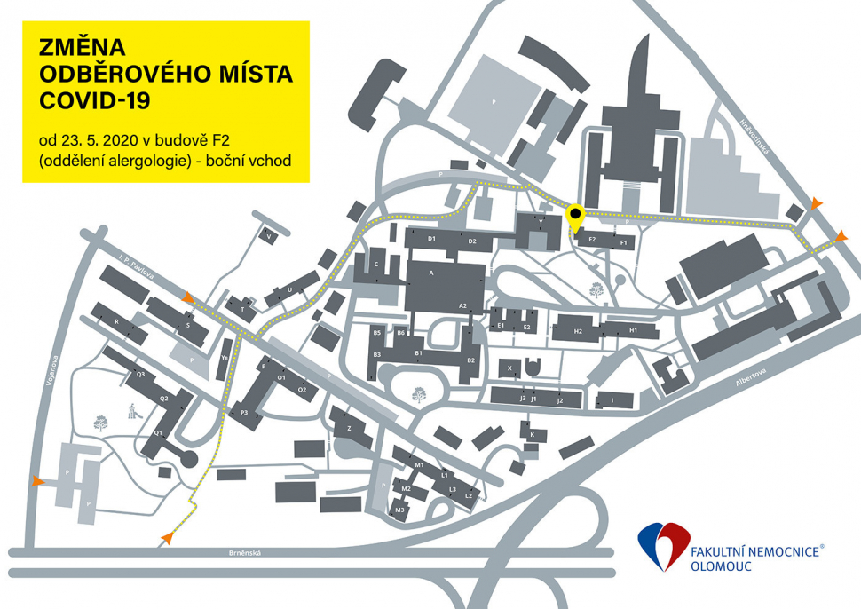 Odběrové místo ve Fakultní nemocnici Olomouc se přesunulo