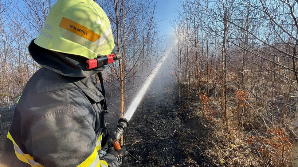 Les u Pohořan a Jívové shořel, s požárem bojoval i vrtulník