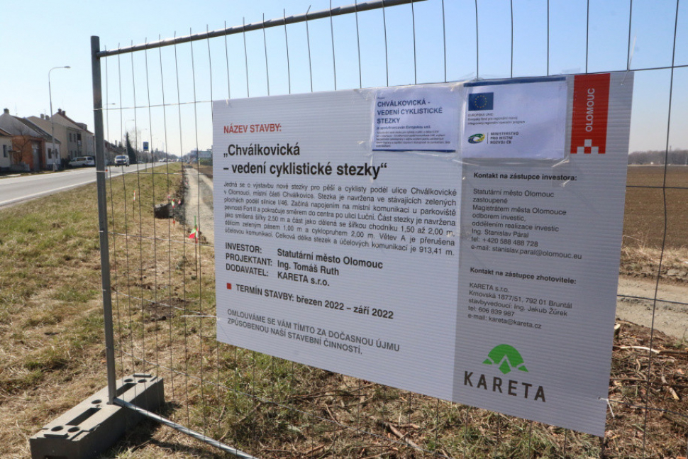 Olomouc pokračuje v budování cyklostezek