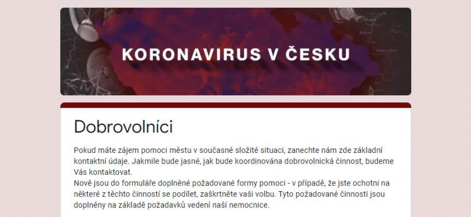 Registrace dobrovolníků v Prostějově