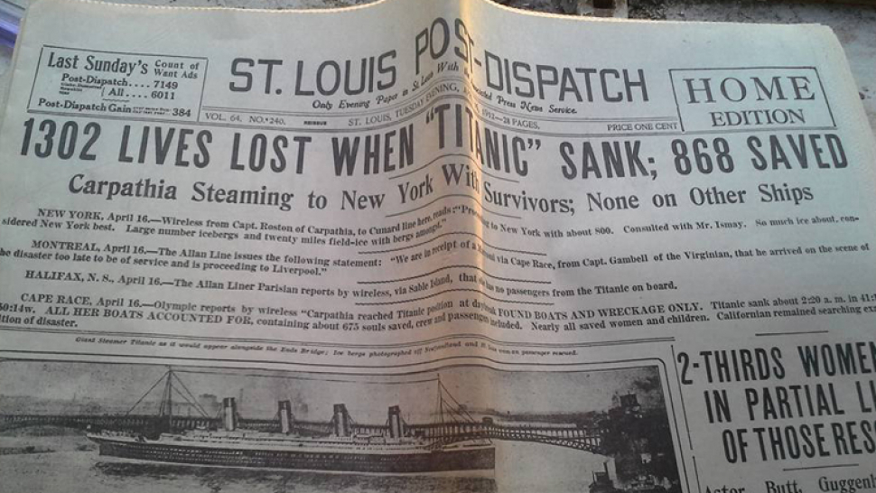 V pozůstalosti olomouckého lékaře se našly noviny ze dne, kdy ztroskotal Titanic